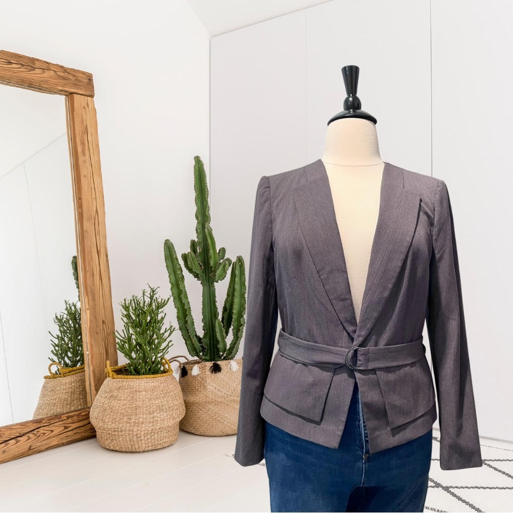 White House Black Market V-Neck Belted Blazer Jacket
